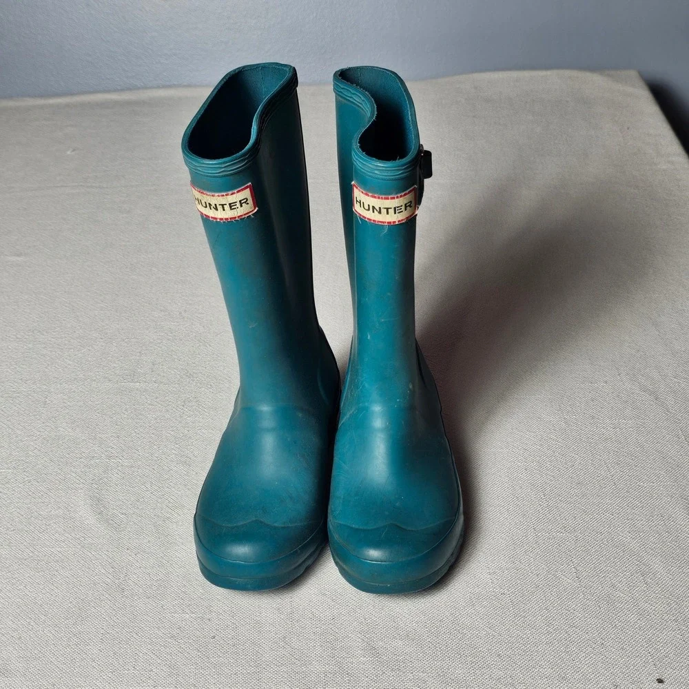 Hunter Kids Original Tall Rain Boots Teal Blue Waterproof Size 13B/1G